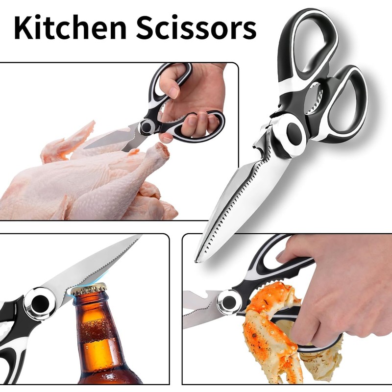 EVERNOOK Kitchen Shears Seafood Scissors Sharp Stainless Steel (Pack Of