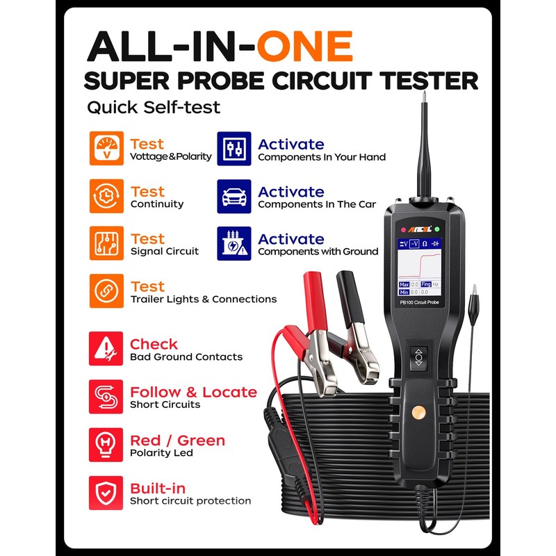 ANCEL PB100 Automotive Power Circuit Probe Tester, 12 24V Electrical