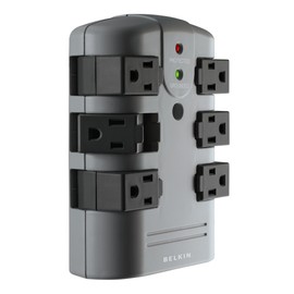 Belkin Power Strip Surge Protector - 6 Rotating AC Multiple Outlets, Flat Pivot Plug - Heavy Duty Wall Outlet Extender for Home, Office, Travel, Computer Desktop & Phone Charging Brick (1,080 Joules)