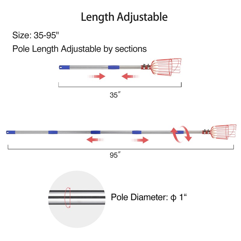 DonSail Pomelo Fruit Picker Pole Tool with Basket Telescoping Long