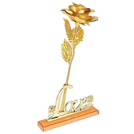 Lámina de Oro Rosa 24K Flor de Lámina de Oro Rosa Artificial Día de San Valentín Regalo Romántico para la Decoración de la Mesa del Hogar(Dorado)