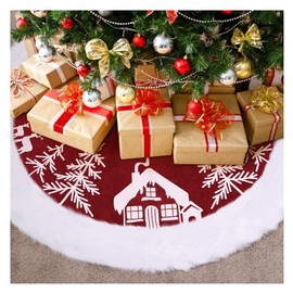 Vosarea Christmas Tree Rock Xmas Tree Base Mat Holiday Christmas Tree Decoration Home Party Decorations Red