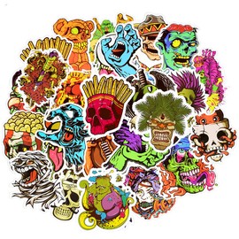QTL Waterproof Vinyl Zombie Stickers Pack Water Bottle Laptop Horror Stickers for Adults Teens Boys Girls Party Supplies 50Pcs