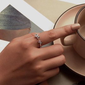 MUNDELL 925 Sterling Silver Cute Cat Open Rings Animal Adjustable Rings for Women Stacking Rings Statement Rings Fine Jewelry