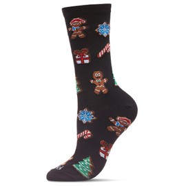 MeMoi Women's Christmas Cookie Delight Holiday Crew Socks Black 9-11