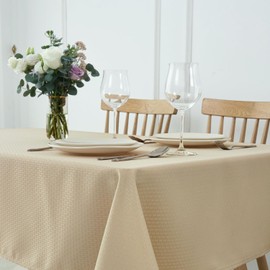 maxmill - Mantel cuadrado con textura tejida, resistente a las manchas, impermeable, resistente a las arrugas, lavable, suave, mantel decorativo de tela para comedor, cena y fiestas, 52 x 52 pulgadas,