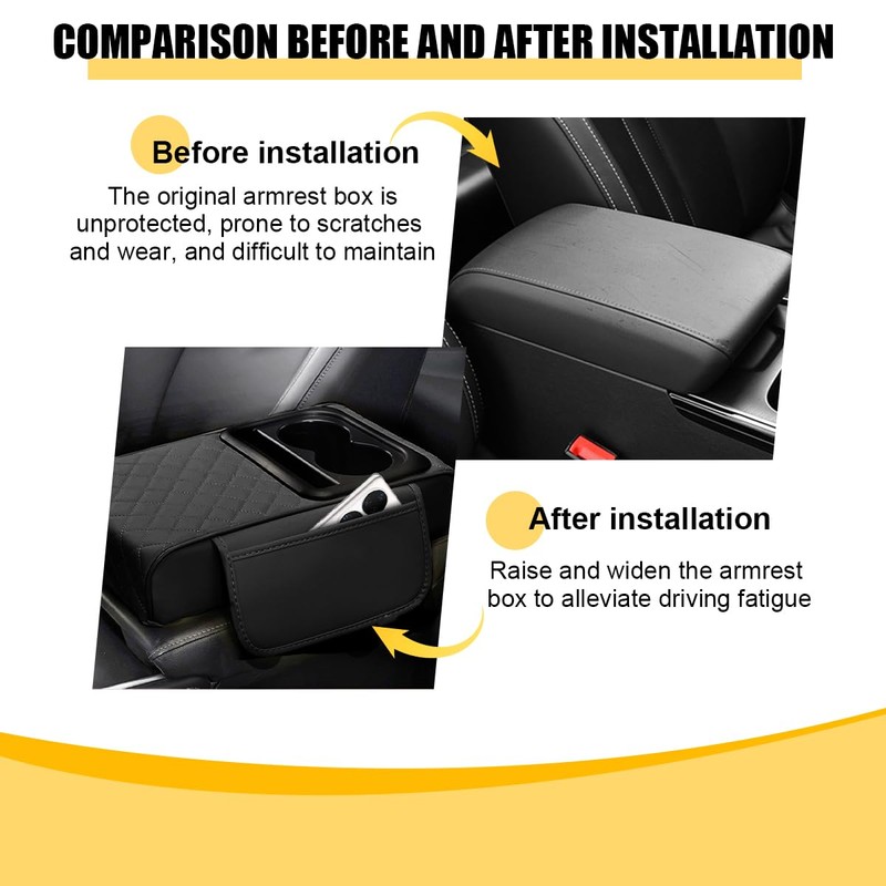 Mandark Car Center Console Armrest Pillow, Leather Memory Foam Auto