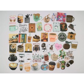 Unbranded 50 pcs Coffee Stickers | Coffee life Stickers  | Coffee bean Stickers Waterproof