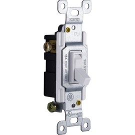 GE 3-Way Grounding Toggle Switch, In Wall On/Off Fan & Light Switch Replacement, 15 Amp, Great for Home, Office & Kitchen, UL Listed, White, 54172