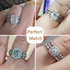 Blongme Cubic Zirconia Twisted Wedding Band for Women Guard Ring Enhancers Stackable Engagement Ring White 925 Sterling Silver Size 8