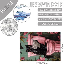 Tucocoo Puzzle with Black Cat on Toilet - 1000 Pieces for Adults, Cute Kitten, Funny Bathroom Motif for Sophisticated Family Activities, Colourful DIY Puzzle