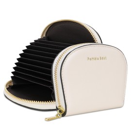 Pomelo Best Women's Thin Card Case, Credit Card Case, Chabby Magnetic, Anti-Skimming, Slim, Lightweight, Plain, Pomelo Vest, white