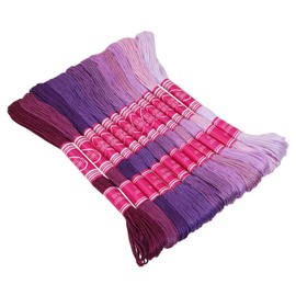 Mini Skater 12 Pieces Cross Sew Embroidery Thread Floss Kit DIY Sewing Tools Accessories(12 Colors) (Gradient Purple)