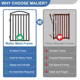 Malier Metal Freestanding Dog Gates with Door, 36'' Height Outdoor Indoor Dog Fences, Extra Wide Foldable Puppy Gate for Stairs (Black, 【2 Panels】 40''W × 36''H)