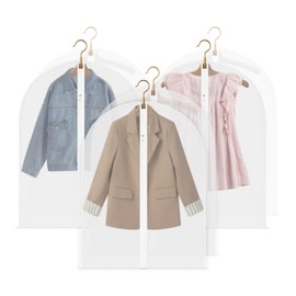 KollyKolla Garment Bag Suit Pack of 6 Transparent 60 x 80 cm Garment Bags Short with Zip Garment Bags Moth-Proof Mould Resistant for Suits Short Skirts Coats T-Shirts