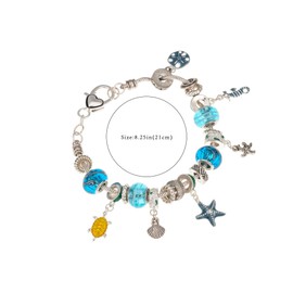 Madison Tyler Religious Prayer Bracelet For Women | Christian Silver Plated | Blue | Teal Shell | Turtle | Heart | Seahorse | Sand Dollar | Starfish Stretch Charm Bracelet