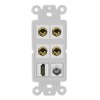 RiteAV 4 Port Banana 2 Speaker Binding Post HDMI Coax Wall Plate - Rocker [Gray/Gray]