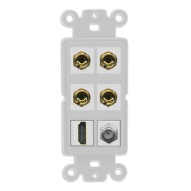 RiteAV 4 Port Banana 2 Speaker Binding Post HDMI Coax Wall Plate - Rocker [Gray/Gray]