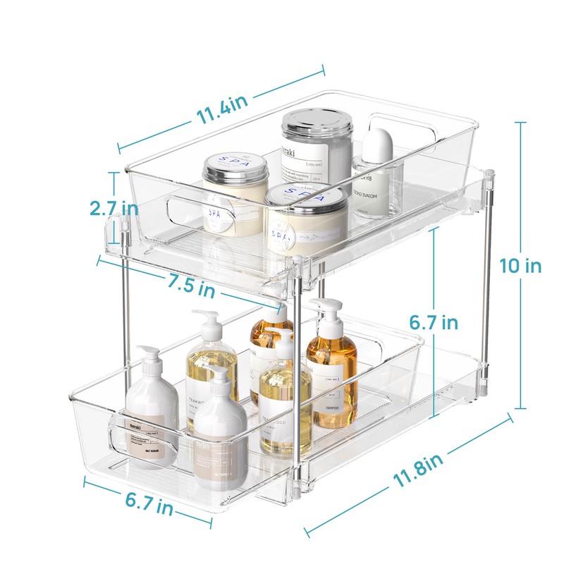 Vtopmart Vtopmart 2 Tier Bathroom Storage Organizer, 2 Pack Clear
