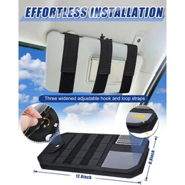 Heavy Duty Molle Car Sun Visor Organizer Tactical Pounch with Flag and Glasses Clip Store Your Daily Items for Most Cars, Trucks, SUVs, Compacts, 12.8"x6.9"x1.2"