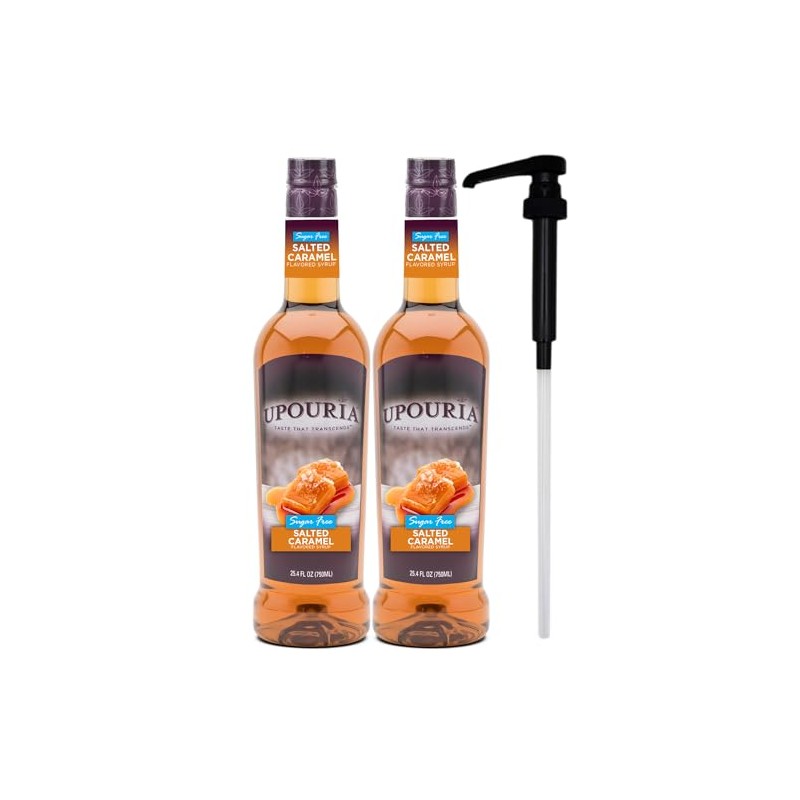 UPOURIA Sugar Free Salted Caramel Flavored Syrup (2) 750 ml