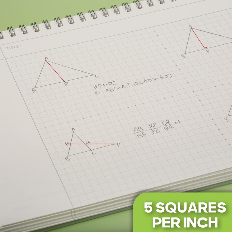 TWONE Spiral Graph Paper Notebook with Transparent Plastic Cover, 60