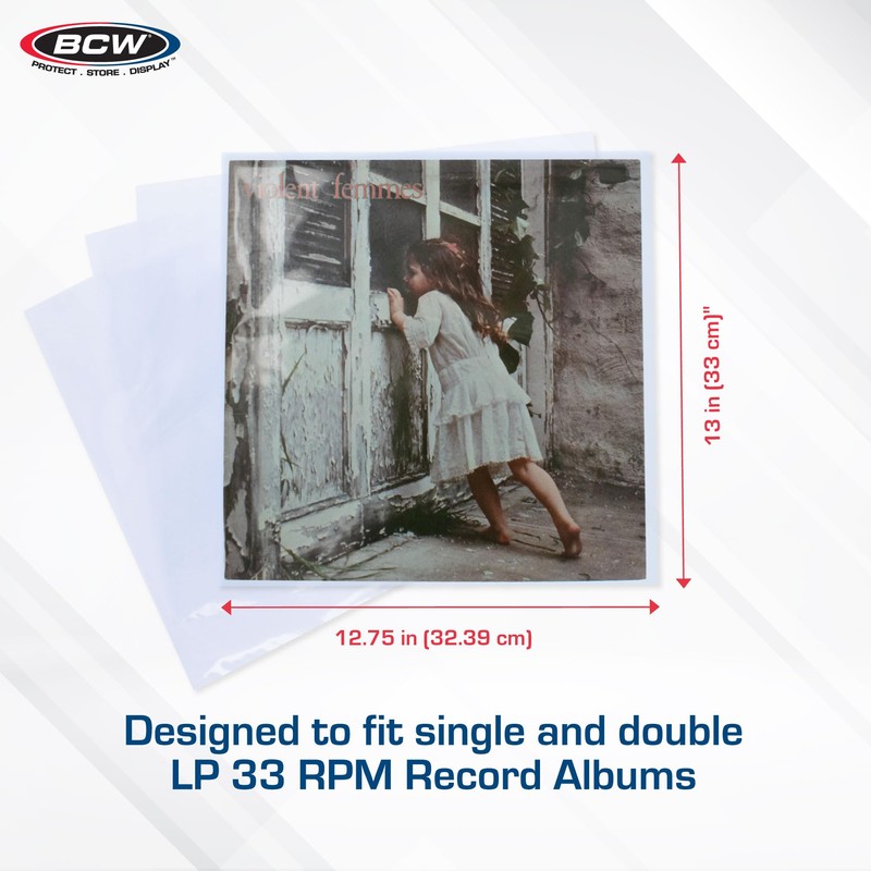 BCW 33 RPM Record Sleeves - 100 ct | Polypropylene