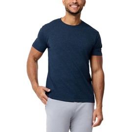 INTO THE AM Premium Men's Fitted Crew Neck Plain Essential Tees - Modern Fit Fresh Classic Short Sleeve T-Shirts for Men (Navy, Large)