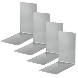 Alco-Albert 4301-29-4 Metal Bookends, Pack of 4, Grey, 14 x 14 x 8.5 cm, for School, Office and Home