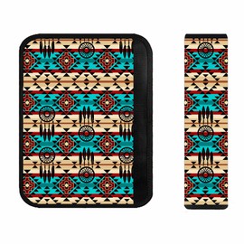 Blue Native American Car Seat Belt Cover, Universal Car Seat Belt Strap Seatbelt Covers Car Accessories Decoration Accessory for Adults Women Men Neck Shoulder Pads Backpacks Schoolbag Sports Guitars
