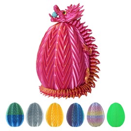 Cucue 3D Printed Dragon Egg - 3D Fidget Dragon Toy with Surprise Energy Stone Inside - Articulated Dragon - Flexible Joint Parts - Unique Figurines, Desk Decorations, Stocking Stuffers, Gifts for Kids