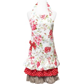 Wrapables Mother and Daughter Ruffles and Roses Apron for Baking, Cooking & Crafts, Adult