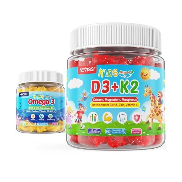 Kids Vitamin D3 K2 Gummies 2 Pack + Omega 3