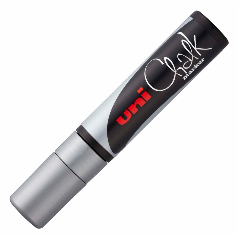 uni-ball 186611 Marker Plain Chalk with Wide Chisel Tip Silver,
