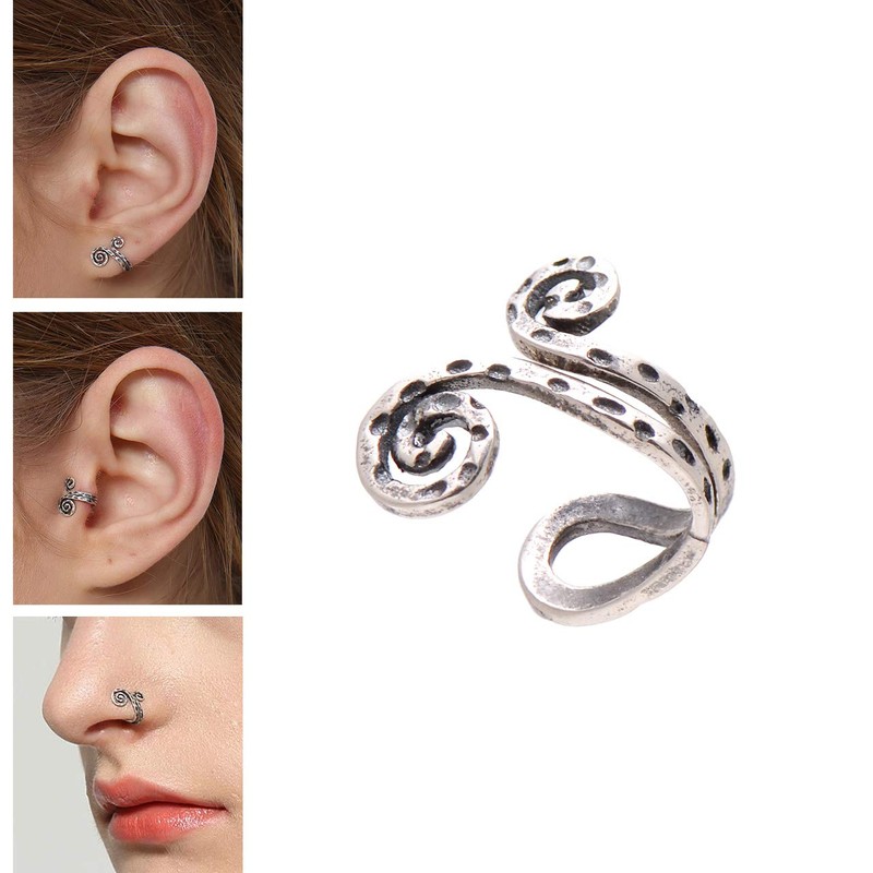 925 Sterling Silver Octopus Tentacles Tendrils Ear Cuffs No Piercing