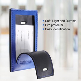 Vividwise Luggage Tags, 3 Pack Premium PU Leather Baggage Bag Tags Privacy Cover ID Label with Address Card for Travel Bag Suitcase (3Pcs, Blue)