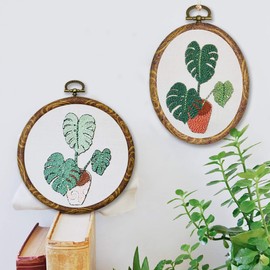 5PCS 6'' Round Embroidery Hoops -guofa 15CM Display Cross Stitch Hoop Frames, Imitated Wood Circle Embroidery Hoop Ring Sewing Crafts Hanging Decoration