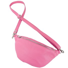 modamoda de T211 Women's Leather Bum Bag Chest Bag Waist Bag Handmade in Italy, Candy Pink
