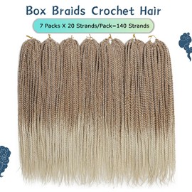 Crochet Box Braids Hair Pre-Looped Goddess Braids 7 Packs 3x Crochet Hair (18 Inch, 27/613)