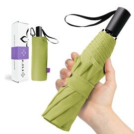 LILAC Umbrella Windproof Travel Umbrellas for Rain - Compact portable Easy Open Close, Durable heavy duty paraguas, Reflective Thread Design for Night Safety Men & Women 190T