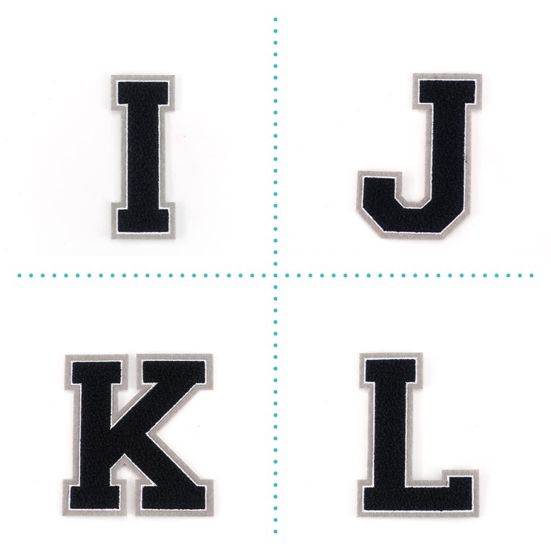 Terry Cloth Letter A-Z | Black, White, Grey | 9.5
