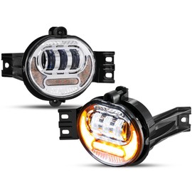 Auxbeam New Upgraded LED Fog Lights Lamp Replacement for Dodge Ram 1500 2002-2008 Dodge Ram 2500/3500 2003-2009 Durango Truck 2005 2006 with DRL&Turn Signal DOT Approved, Chrome 2pcs