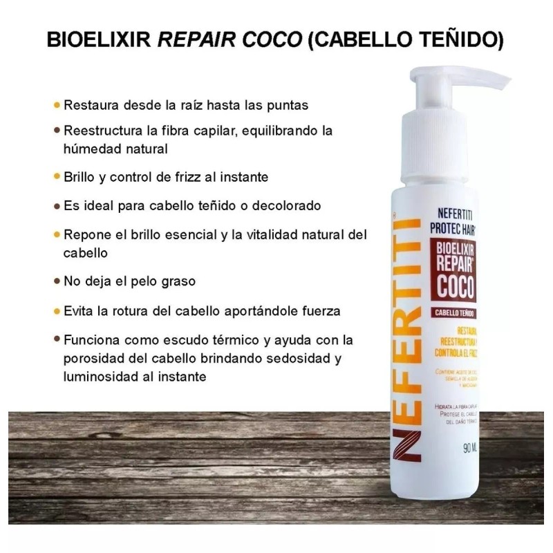 Nefertiti Bioelixir Repair Coco 90ml Nefertiti Cabello Teñido