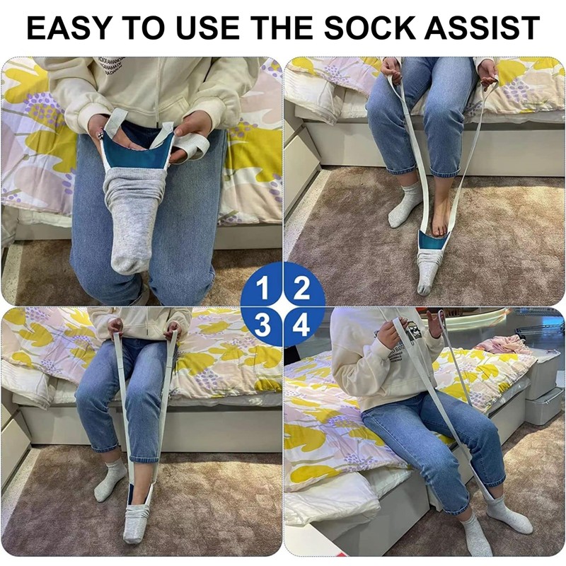 Three Finger Design Sock Aid Device for Seniors, Disabled, Pregnant