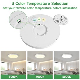 MLZZLYLK 6PK 12 inch LED Flush Mount Ceiling Light Fixture,24W Super Slim LED Ceiling Light 2400LM,3000K/4000K/6000K CCT Selectable,Close to Ceiling Round Flat Panel Light for Bedroom,Kitchen,Hallway