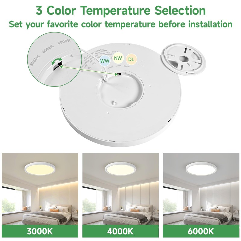 MLZZLYLK 6PK 12 inch LED Flush Mount Ceiling Light Fixture,24W