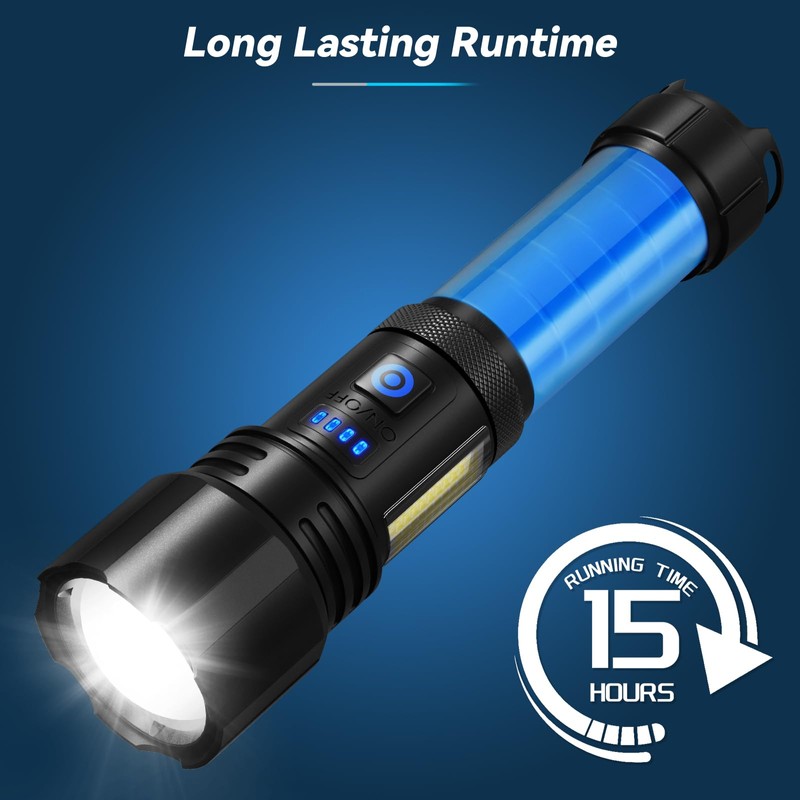 Rechargeable Flashlight, 2 Pack 900000 High Lumens Super Bright Flash