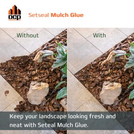 DCP Setseal Mulch Glue for Landscaping 1 Gallon - Gravel Stabilizer & Rock Glue - Works with Mulch, Pea Gravel, Pebble, Rubber Mulch, Large Gravel, Rocks - Ready-to-Use, Non-Toxic, Fast Drying