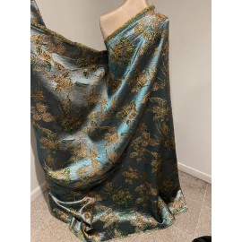 Wowfabric4less123 Gold Blue Green Metallic Brocade Fabric 58” Width Sold By Yard