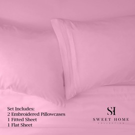 1500 Supreme Collection Bed Sheet Set - Extra Soft, Elastic Corner Straps, Deep Pockets, Wrinkle & Fade Resistant Hypoallergenic Sheets Set, Luxury Hotel Bedding, Full, Pink